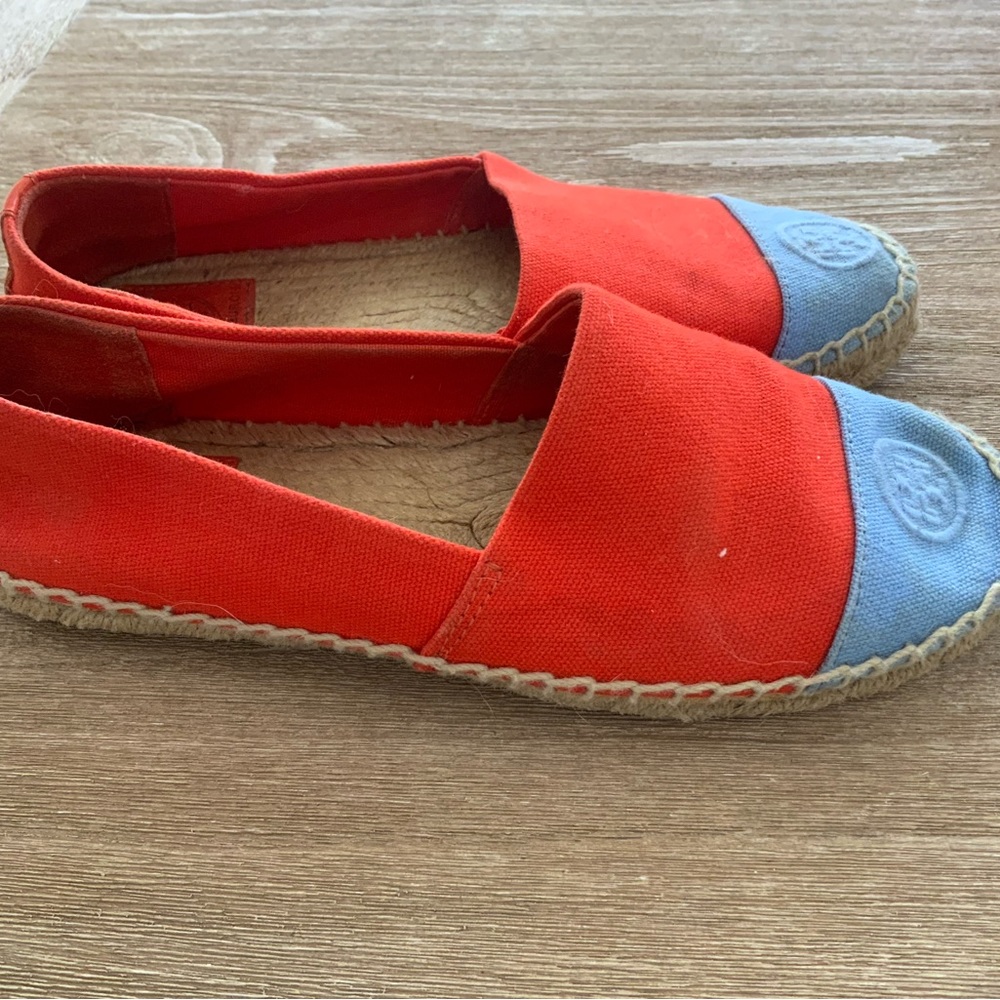 Tory Burch Color Block Espadrille Orange Blue